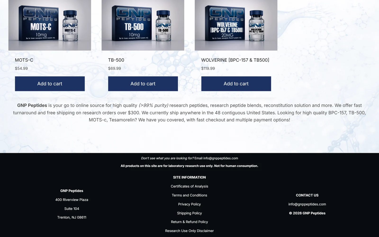 The product grid, with live stock and pricing managed through the API rather than by hand.