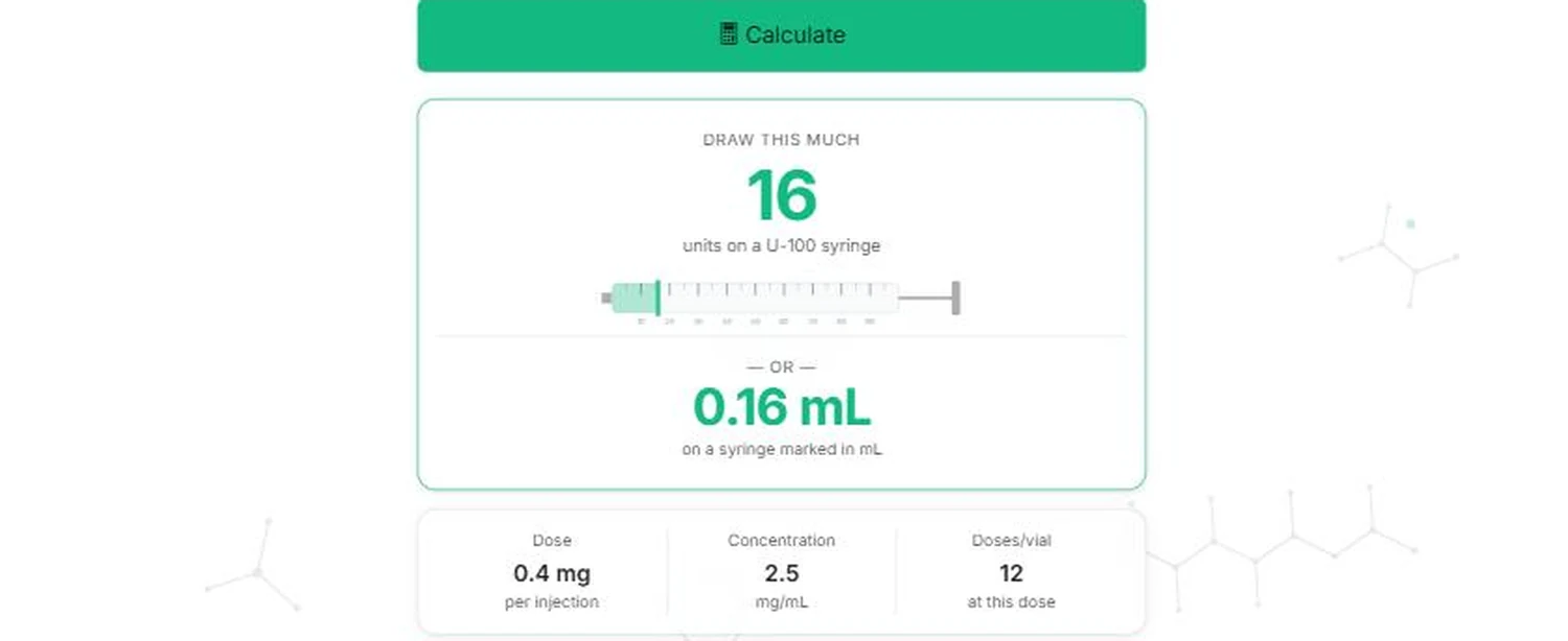 The reconstitution calculator answers the question that is easy to get wrong &mdash; exactly how many units to draw.